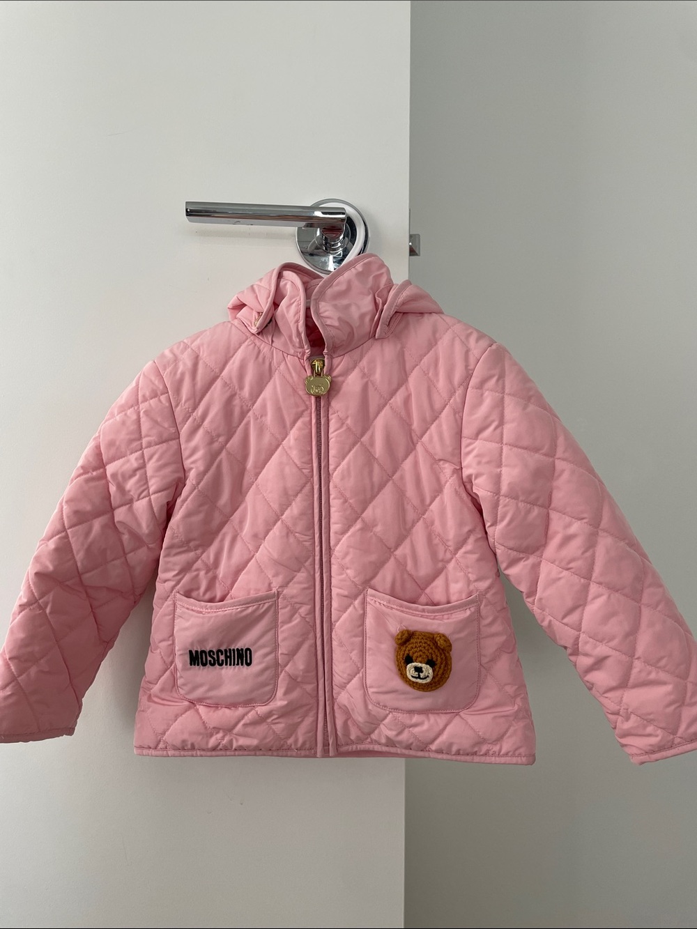 Moschino Pink Quilted Hooded Jacket
